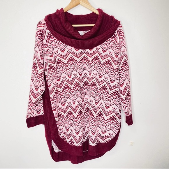 Kim Rogers Cowl Neck Chevron Sweater Size Large - Picture 4 of 7